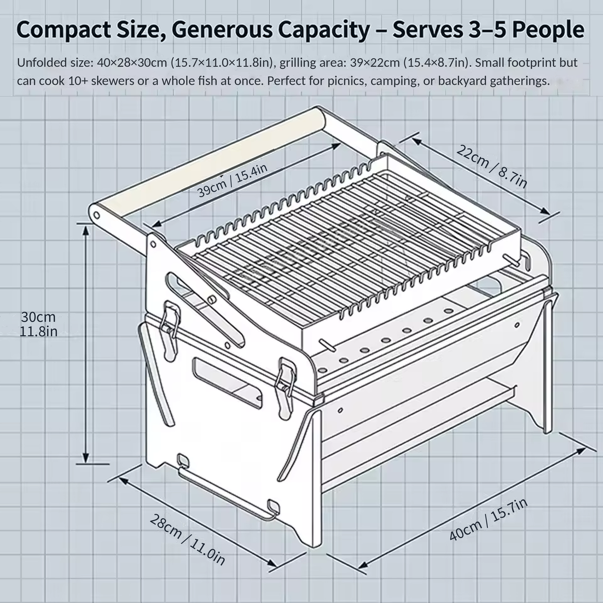 Flip Grill 360° Rotating Barbecue Grill, Manual Push-Pull Auto Flipping Charcoal Grill for Outdoor Camping & Picnics