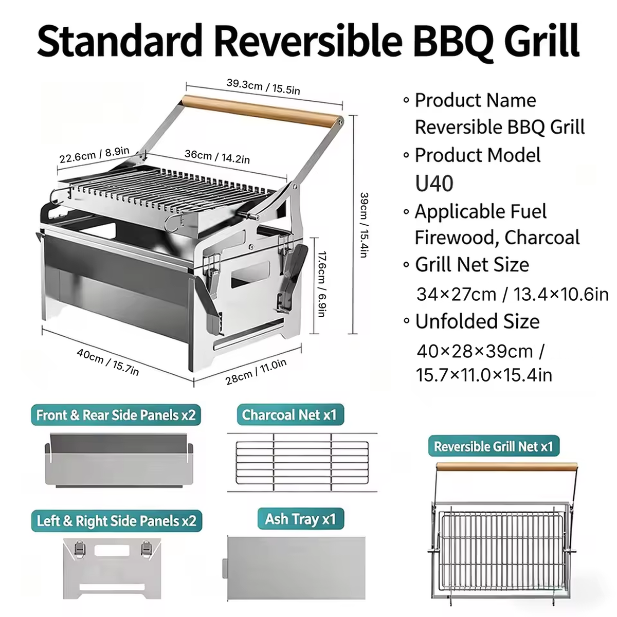 Flip Grill 360° Rotating Barbecue Grill, Manual Push-Pull Auto Flipping Charcoal Grill for Outdoor Camping & Picnics